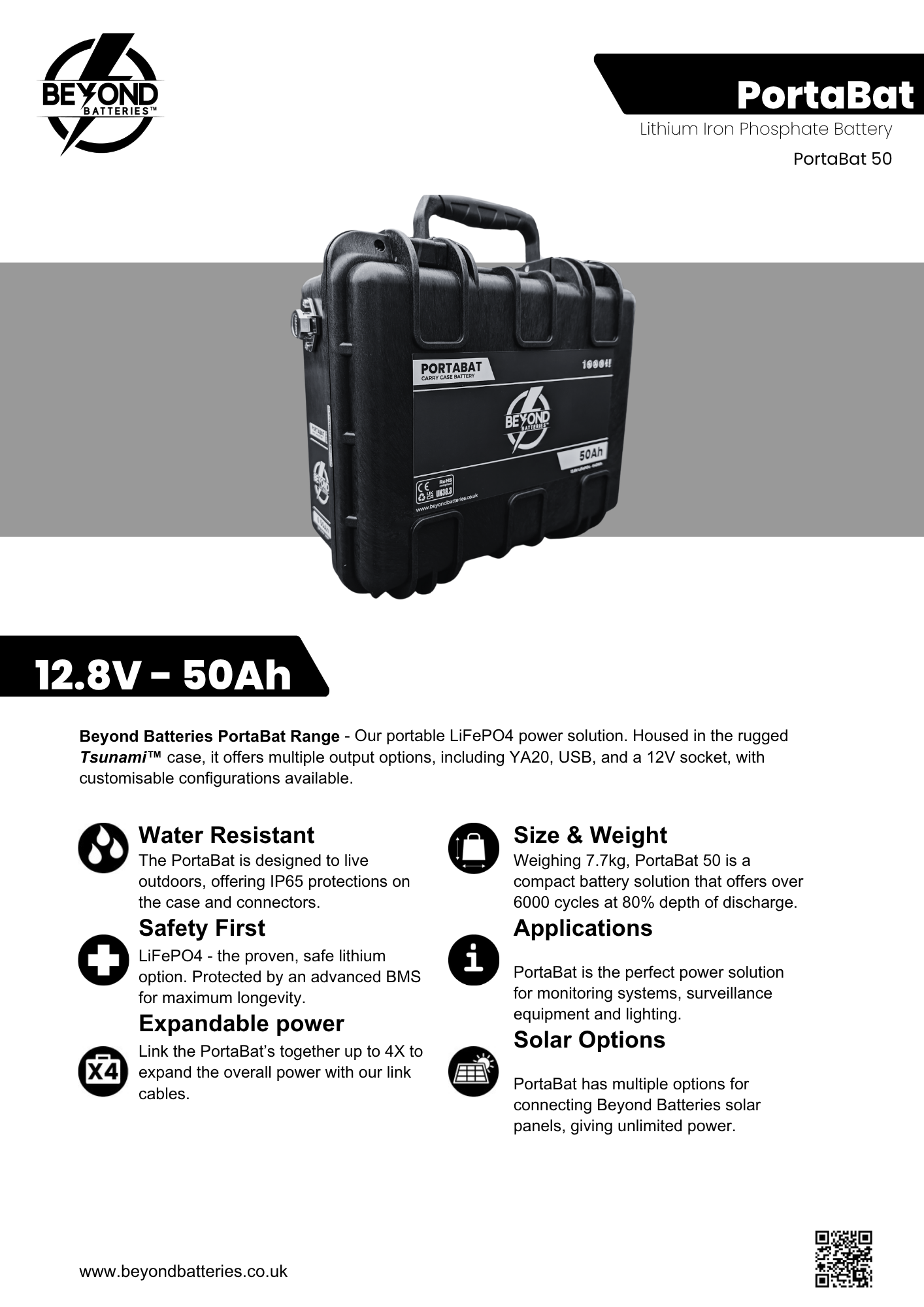 Beyond Batteries 12V 50Ah LiFePO4 PortaBat Carry Case Mobile Power unit