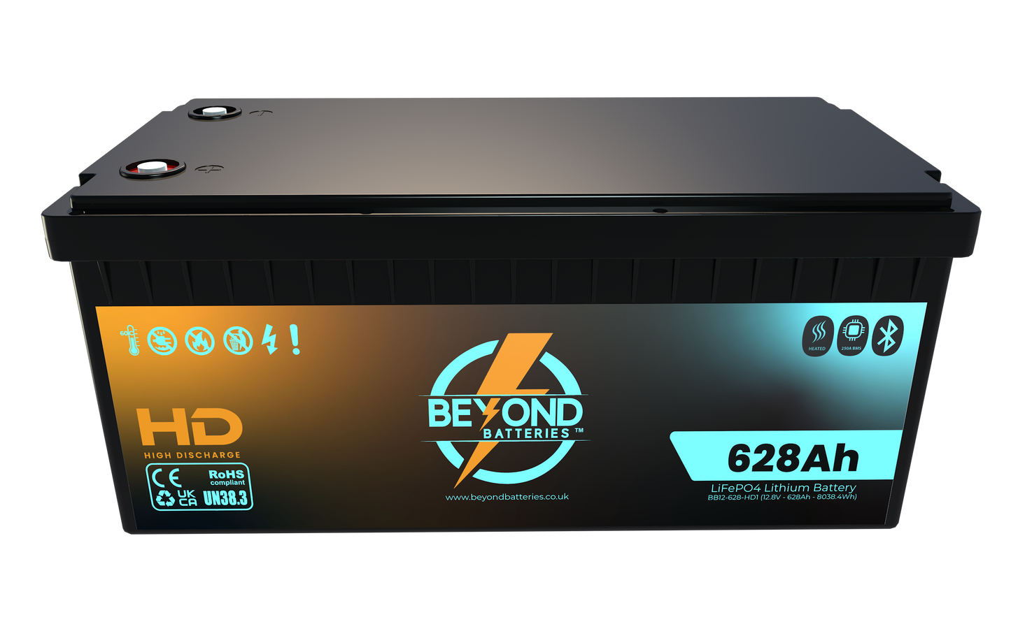 HD628 - High Performance Heated Lithium - Smart LiFePO4 Lithium 12.8V Battery - no communications ports