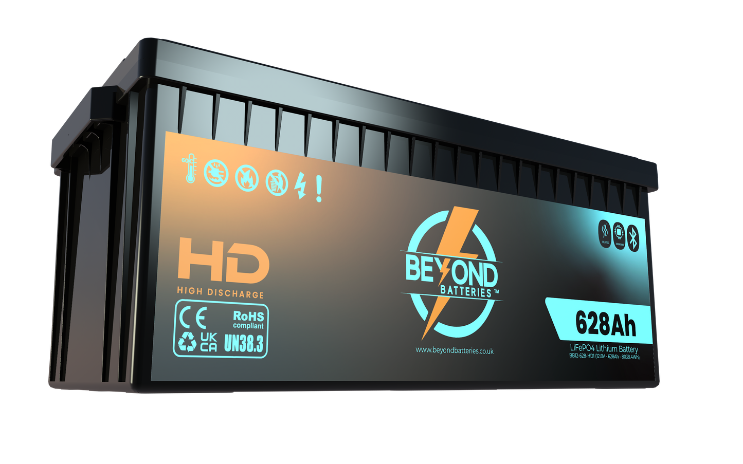 HD628 - High Performance Heated Lithium - Smart LiFePO4 Lithium 12.8V Battery - no communications ports